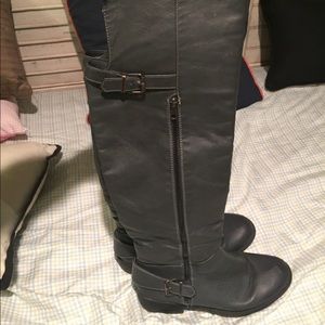 Gray tall boots